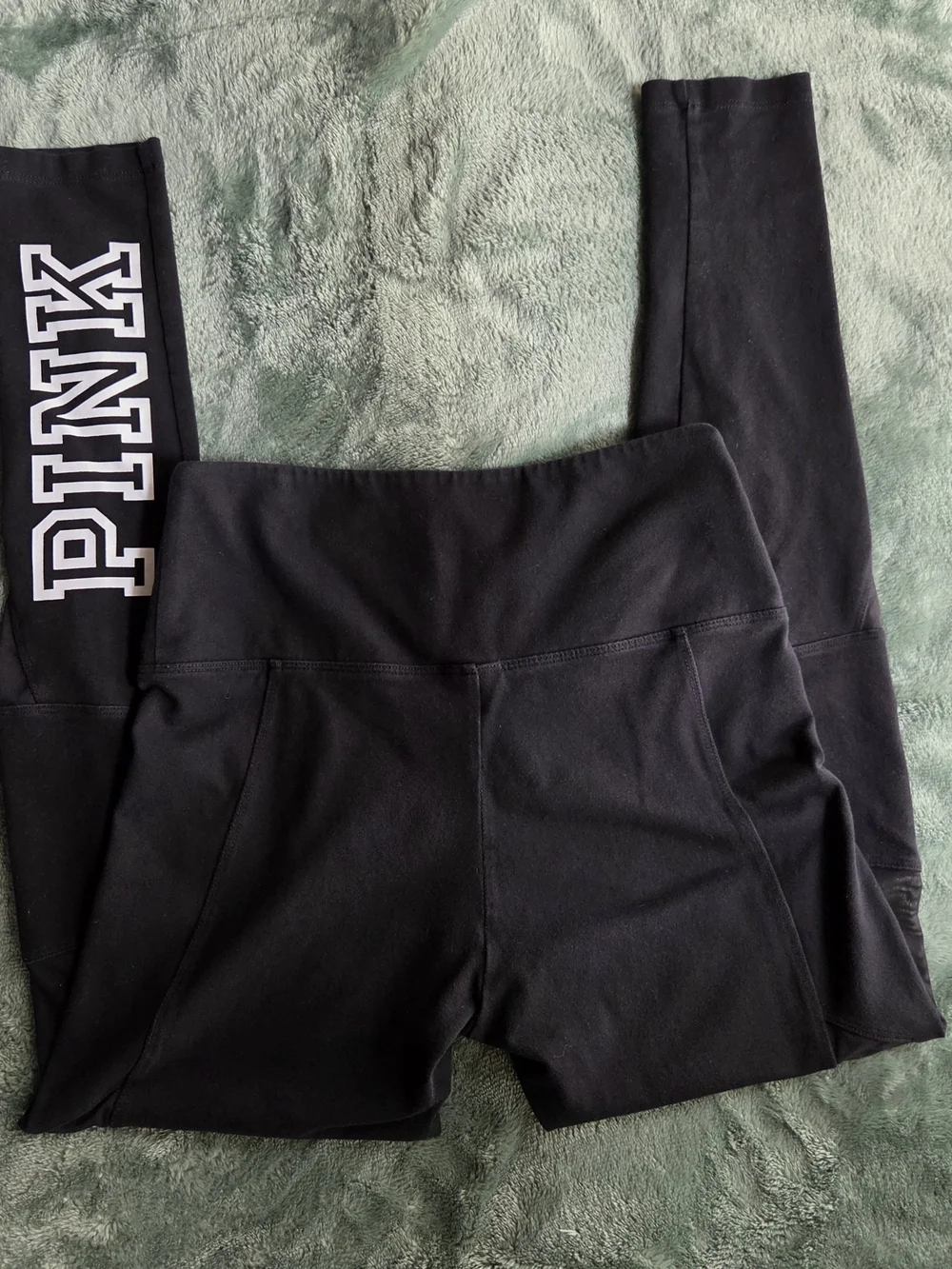PINK Victoria’s Secret Black Collegiate Graphic Leggings - Small